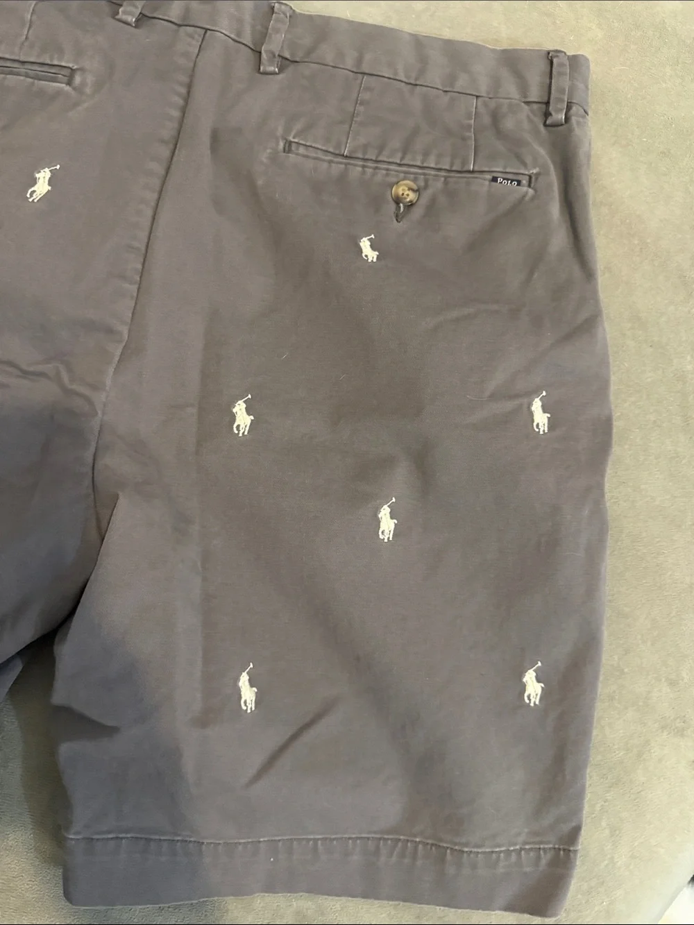Polo by Ralph Lauren Embroidered Gray Cotton Chino Shorts